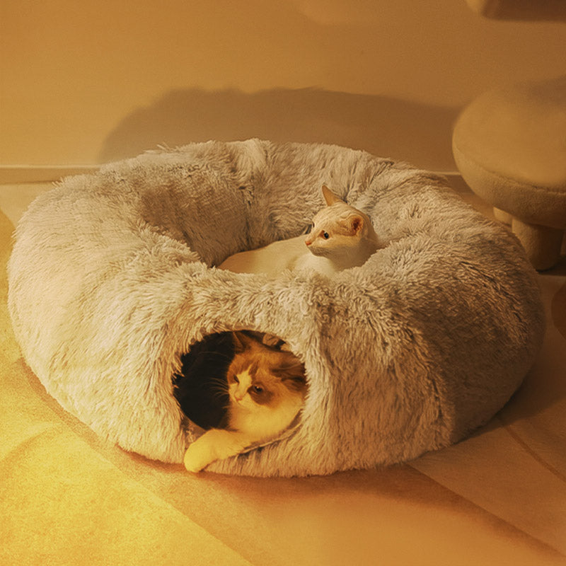 Fluffly Round Pet Tunnel With Toy